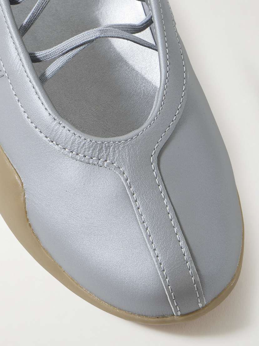 Кроссовки балетки Taekwondo mei из металлизированной кожи Adidas Originals, серебряный — фото 4