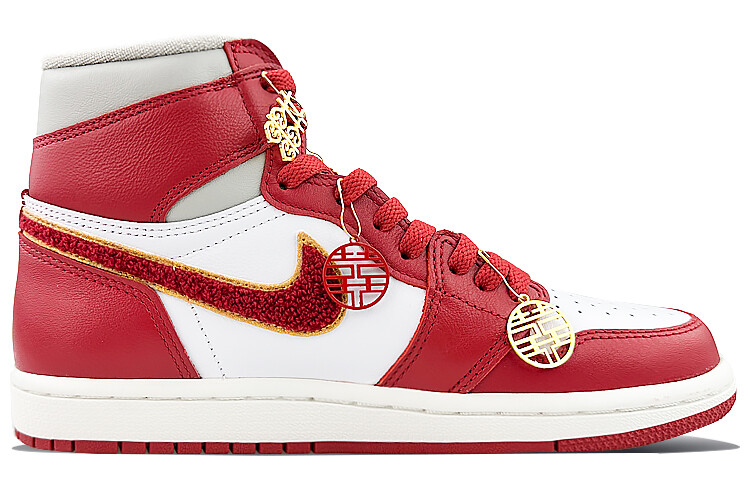 Кроссовки Air Jordan 1 Vintage Basketball Shoes Women's High-Top Red/Gold, красный/белый/золотой — фото 2