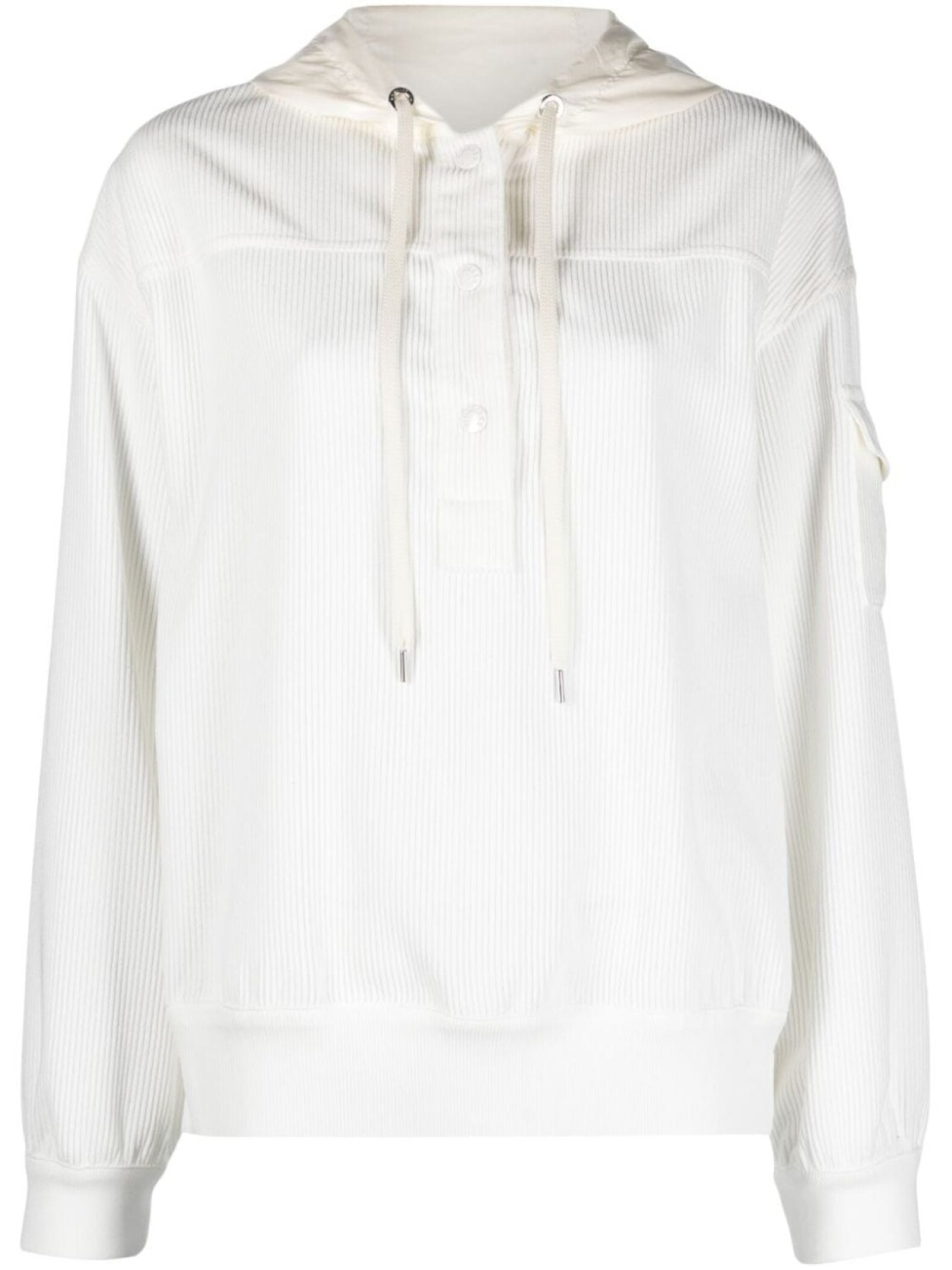 

Moncler drawstring-hood ribbed hoodie, белый