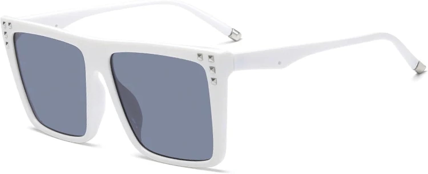 

Классические роскошные солнцезащитные очки в крупной оправе со встроенными линзами для женщин и мужчин. Модные очки для вождения с защитой от УФ-излучения UV400 TKKTLLT, White Gray