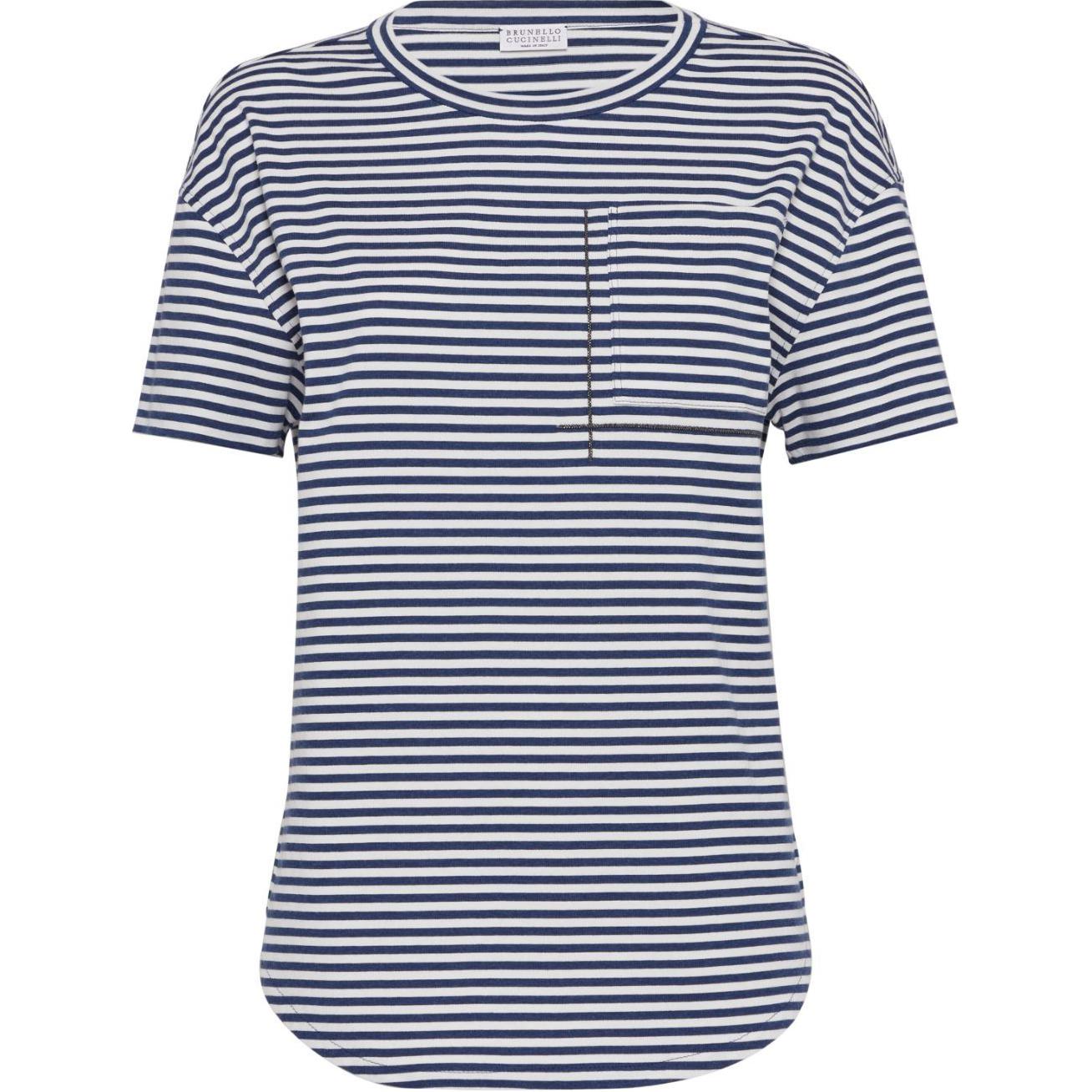 

Полосатая футболка с круглым вырезом Brunello Cucinelli, синий
