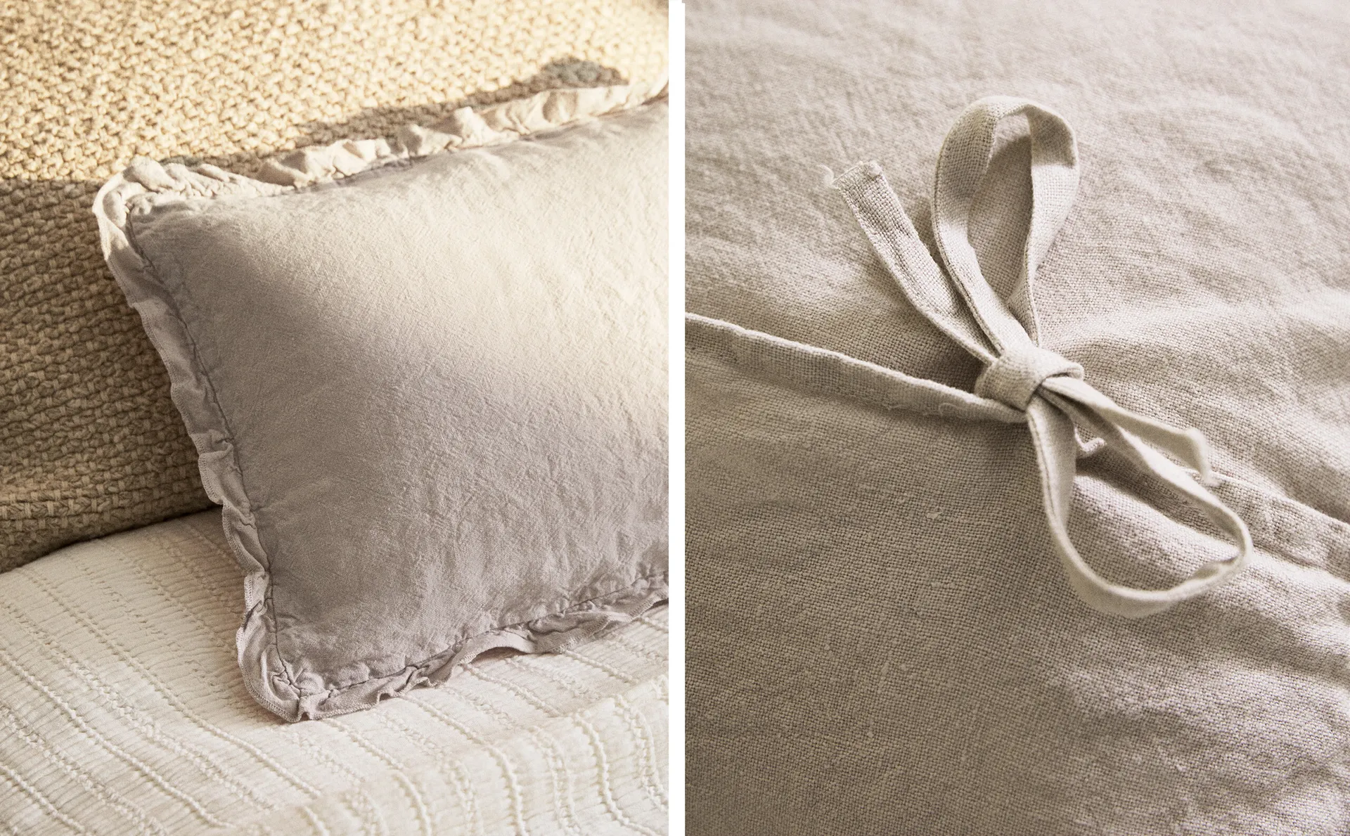 

Чехол на подушку из стираного льна Zara Home, серый