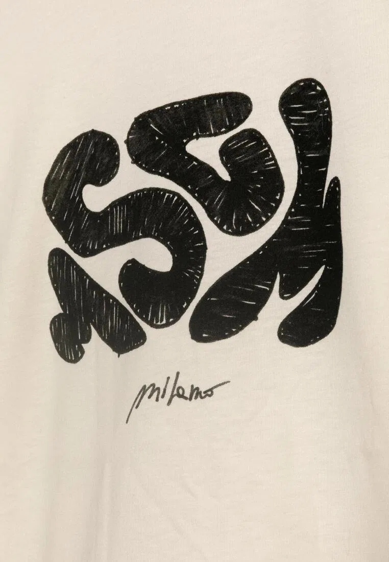 Футболка, хлопок, для детей Msgm, бежевый — фото 2