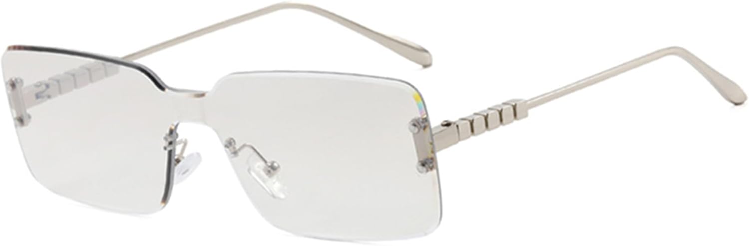 

bullabulling Модные солнцезащитные очки без оправы, прямоугольной формы, для женщин и мужчин, квадратной формы, сверхлегкие, с защитой от УФ-излучения UV400, унисекс, C5