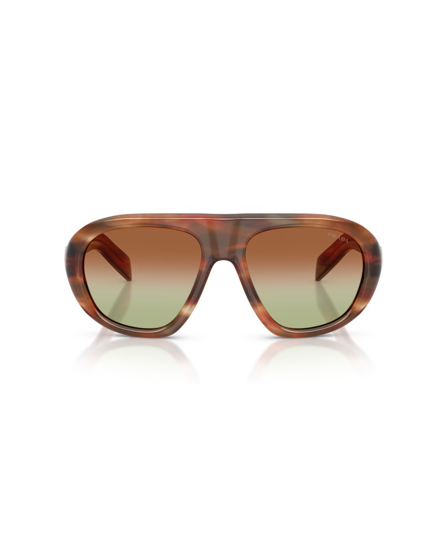 Женские солнцезащитные очки с геометрическим рисунком, PR C05S PRADA, Striped Oak — фото 2