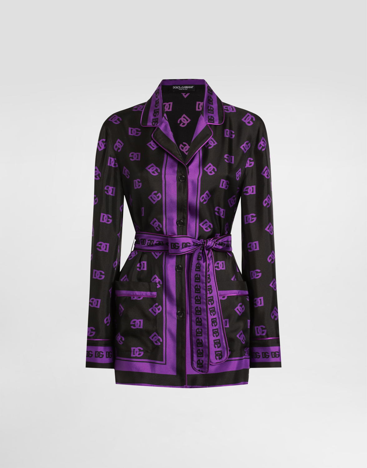 

Шелковая твиловая рубашка с узором dg по всей поверхности Dolce & Gabbana, принт