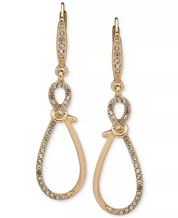 

Серьги-Подвески с золотистым паве и узелками Anne Klein, crystal