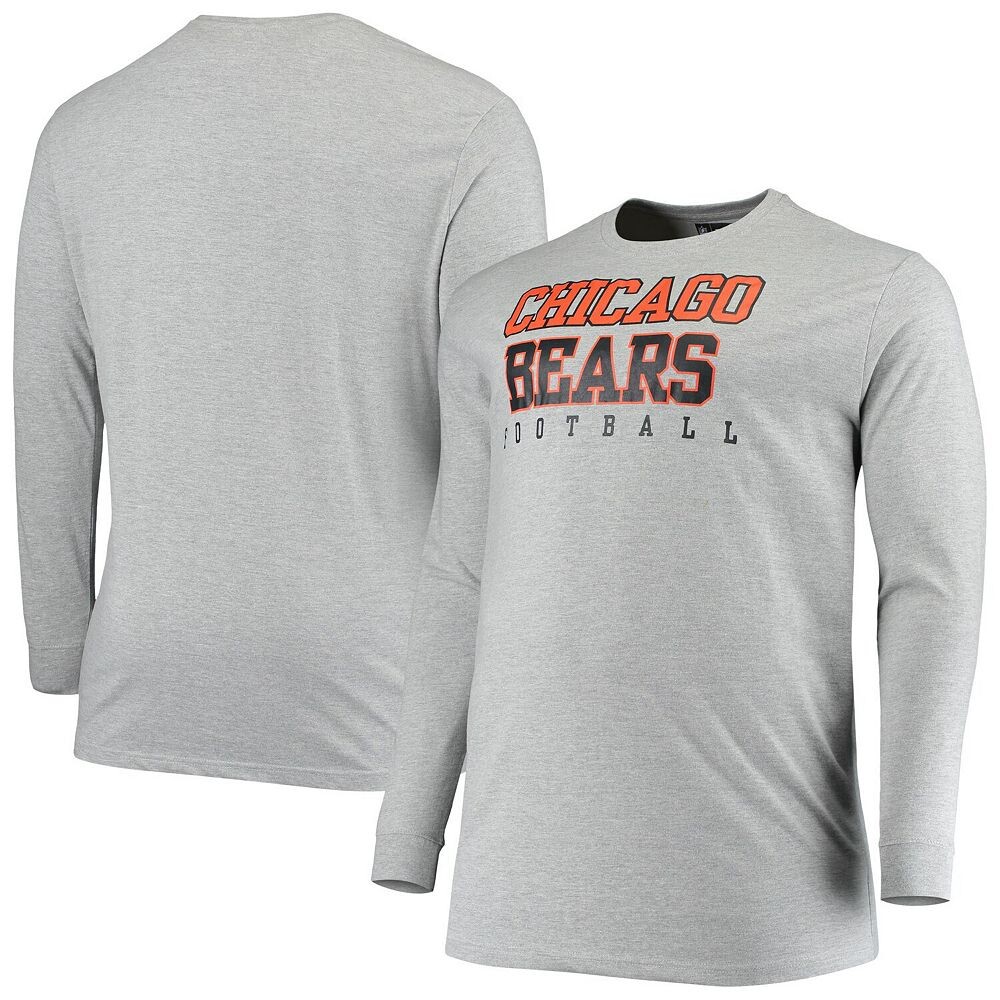 

Мужская футболка с длинными рукавами и логотипом Fanatics, серая, с принтом Chicago Bears Big & Tall Practice, цвет Brs Grey