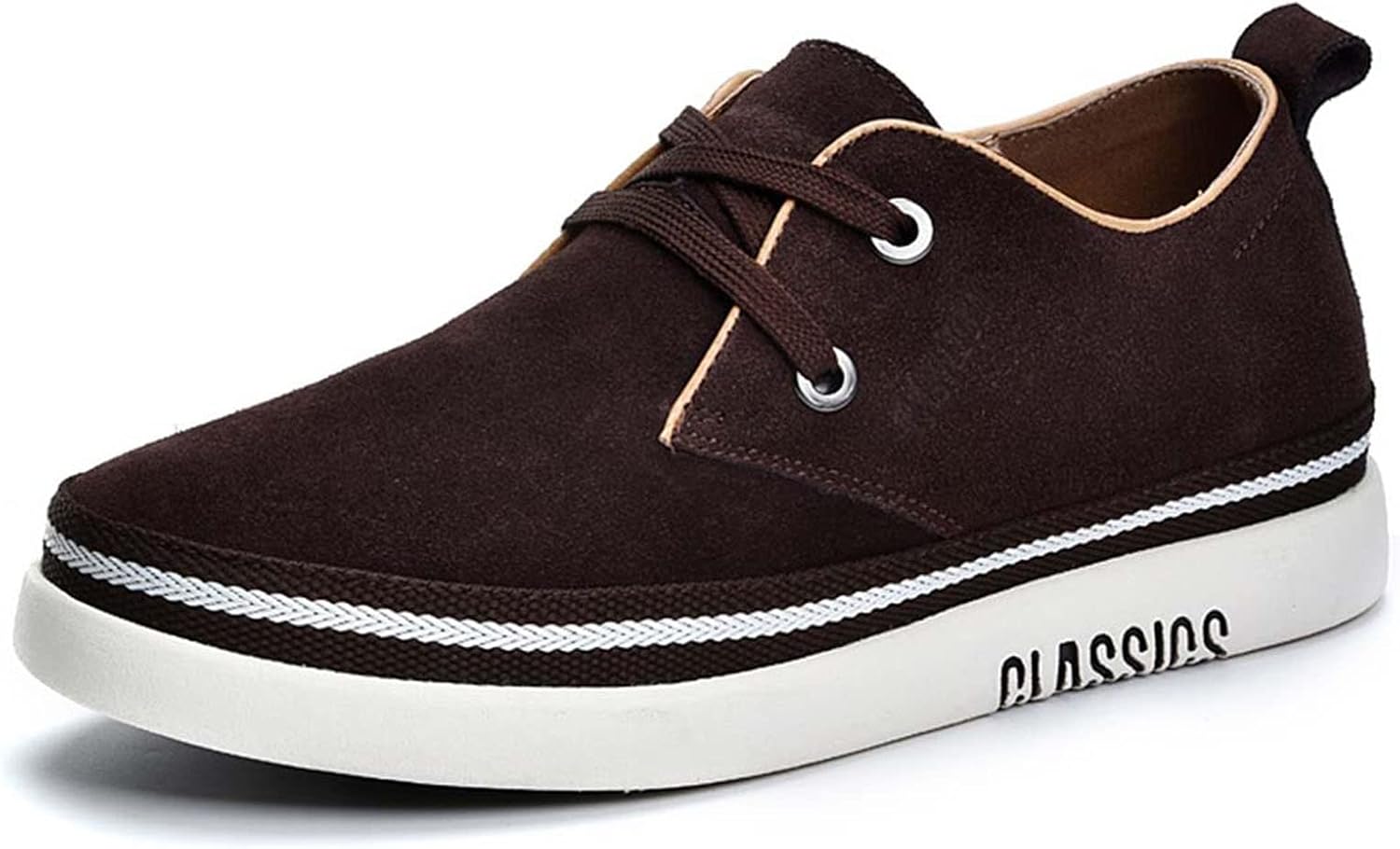 

Мужские невидимые кроссовки-лифты на каблуке, взрослые, из нубуковой кожи, с шнуровкой, повседневные, подходящие для гардероба Meidiastra, Coffee