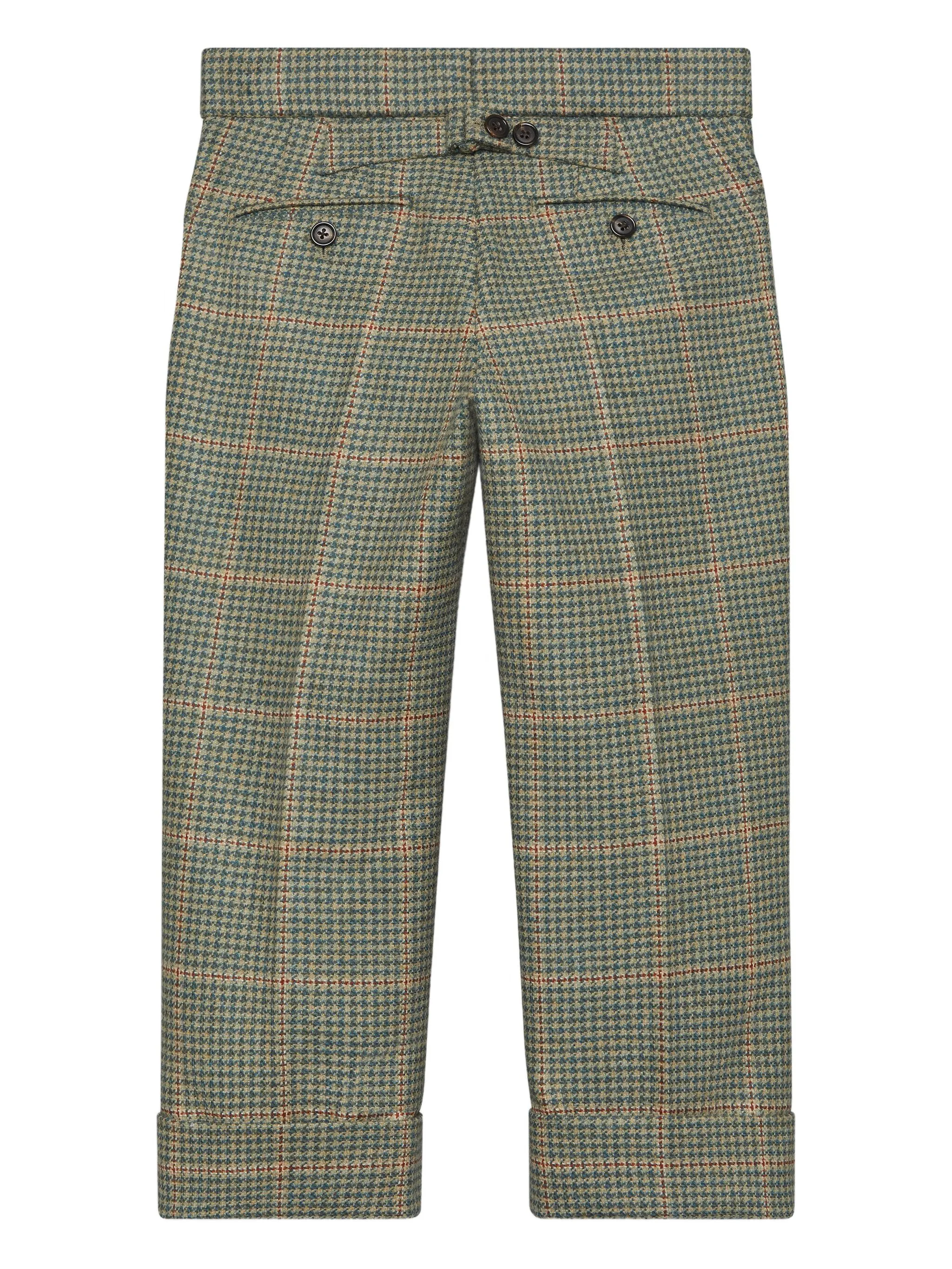 Твидовые брюки в ломаную клетку Thom Browne Kids, зеленый — фото 2