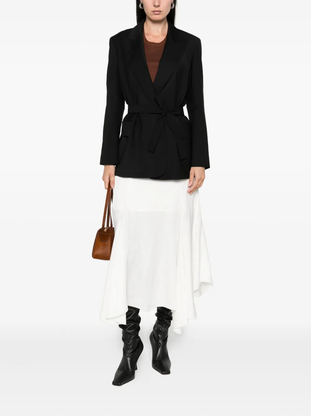 Жакет с запахом и поясом MAX MARA, черный — фото 2
