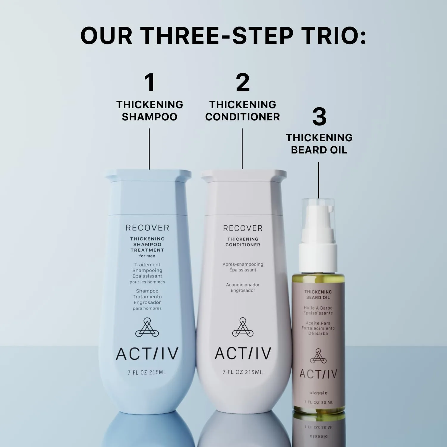 ACTIIV Ultimate Power Trio для мужчин: способствует густоте волос и бороды, укрепляет и увлажняет, набор включает шампунь, кондиционер и масло для бороды, Vegan, Color-Safe, для всех типов волос и бороды — фото 4