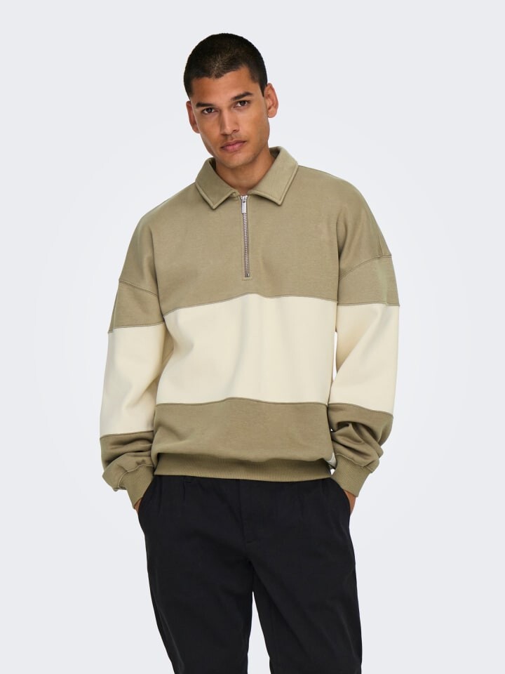 

Пуловер Only&Sons Pullover Sweatshirt Polokragen Locker geschnitten, светло-коричневый