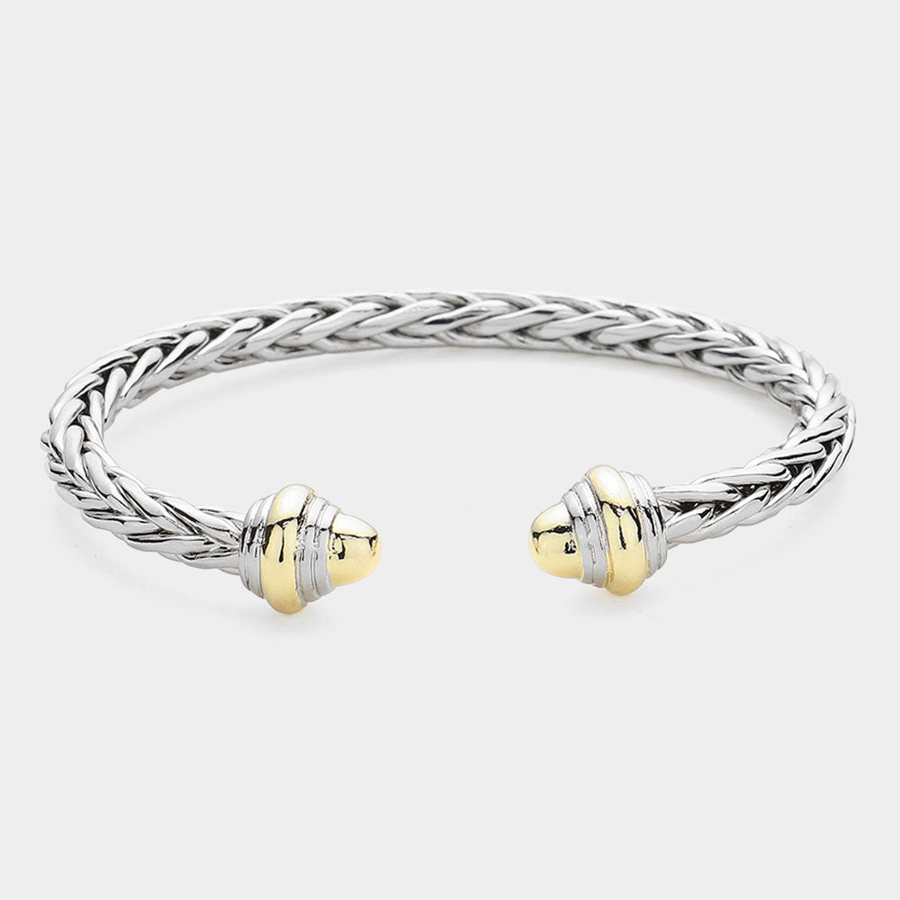 

Двухцветный текстурированный металлический браслет-манжета Fashnzfab, Two Tone