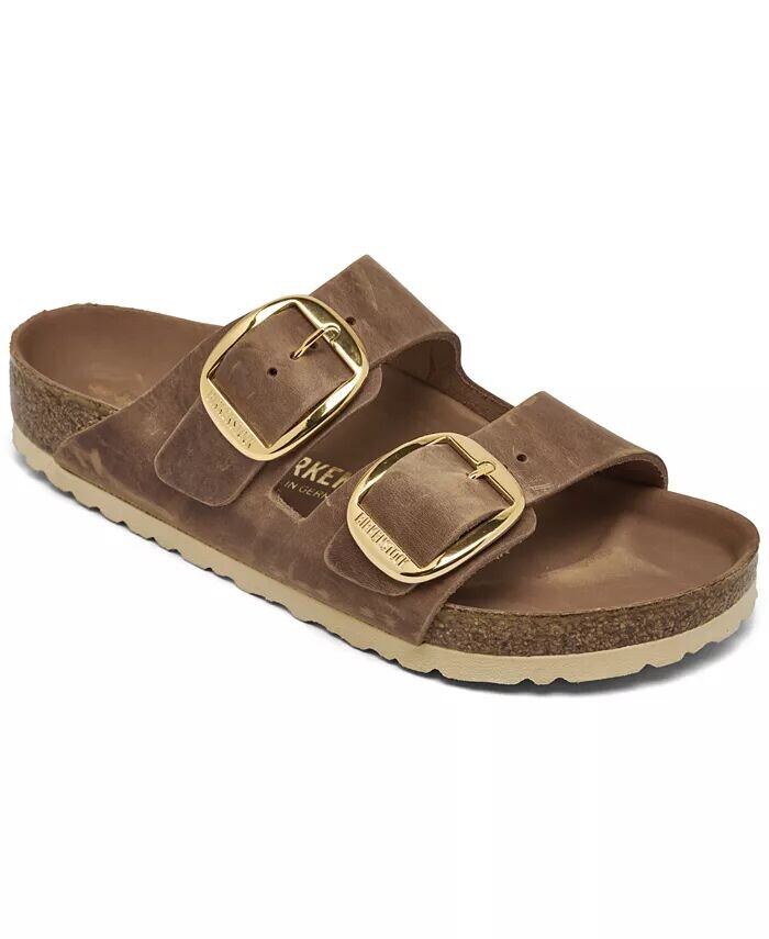 Женские сандалии Arizona из промасленной кожи с большой пряжкой от Finish Line Birkenstock, коричневый