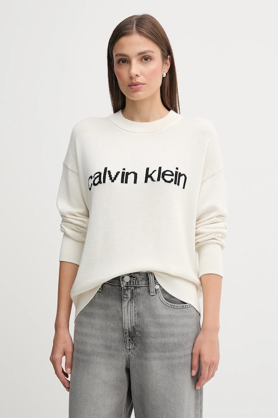 

Хлопковый свитер Calvin Klein Jeans, бежевый