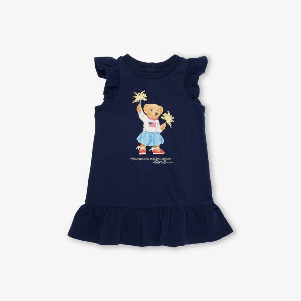

Платье для девочки Polo Polo Ralph Lauren из хлопкового джерси с медвежонком, синий