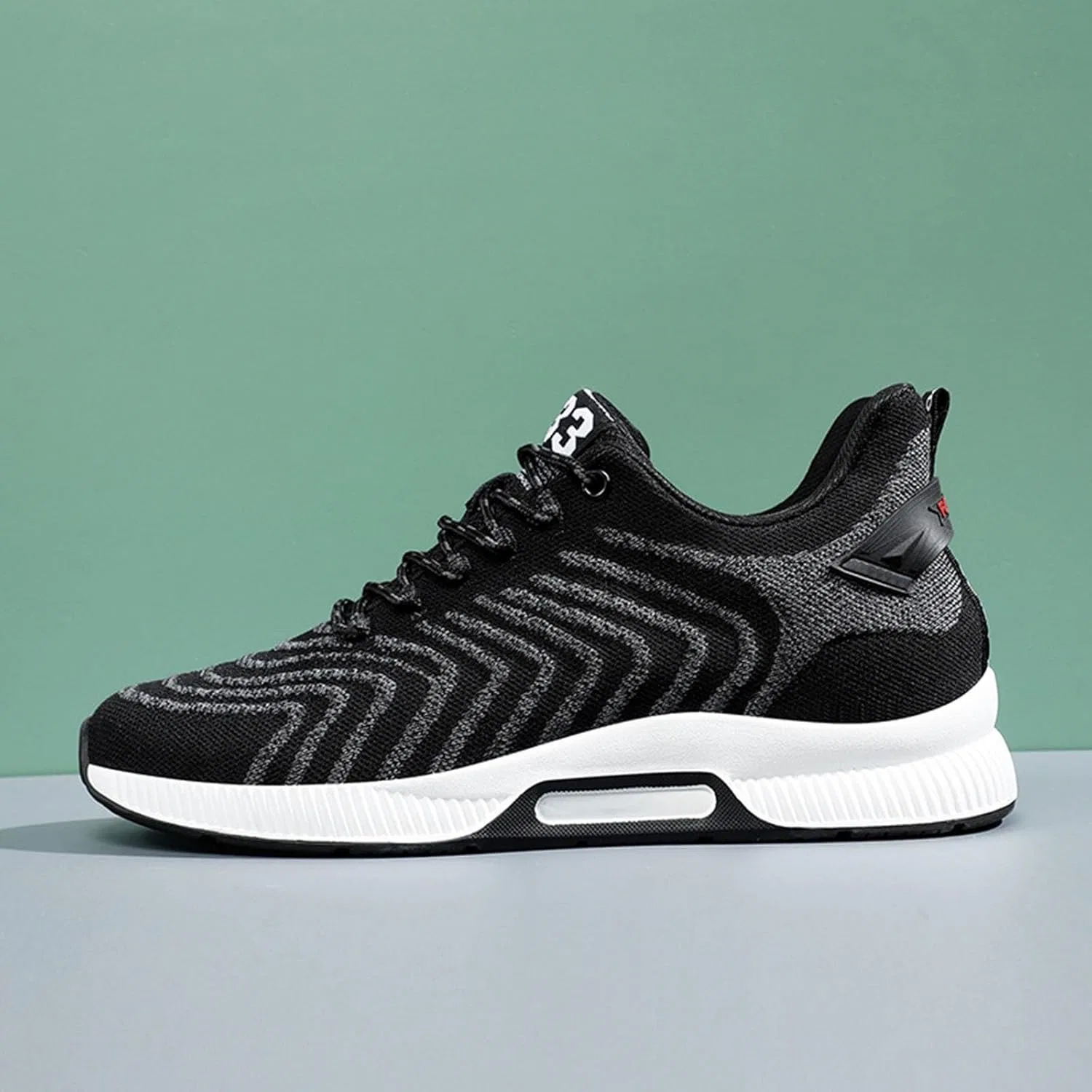 Кроссовки Generisch Sneaker Herren Schuhe Produktkategorie Herrensneaker - Erhöhung lässige Mesh-Schuhe leichte atmungsaktive Schnürschuhe mit verstecktem Hebeabsatz 10 cm für Männer, Schwarz — фото 3