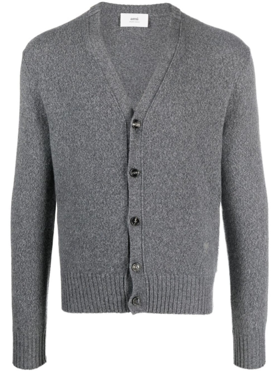 

AMI Paris V-neck cashmere blend cardigan, серый