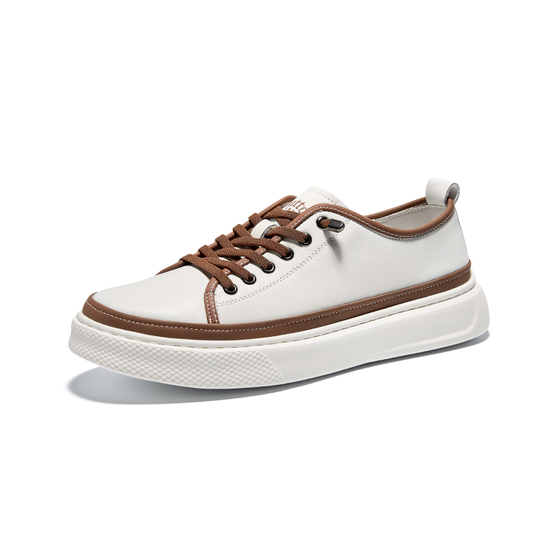 

Hautton Низкие скейтерские кросcовки мужские бело-коричневые, цвет White Brown