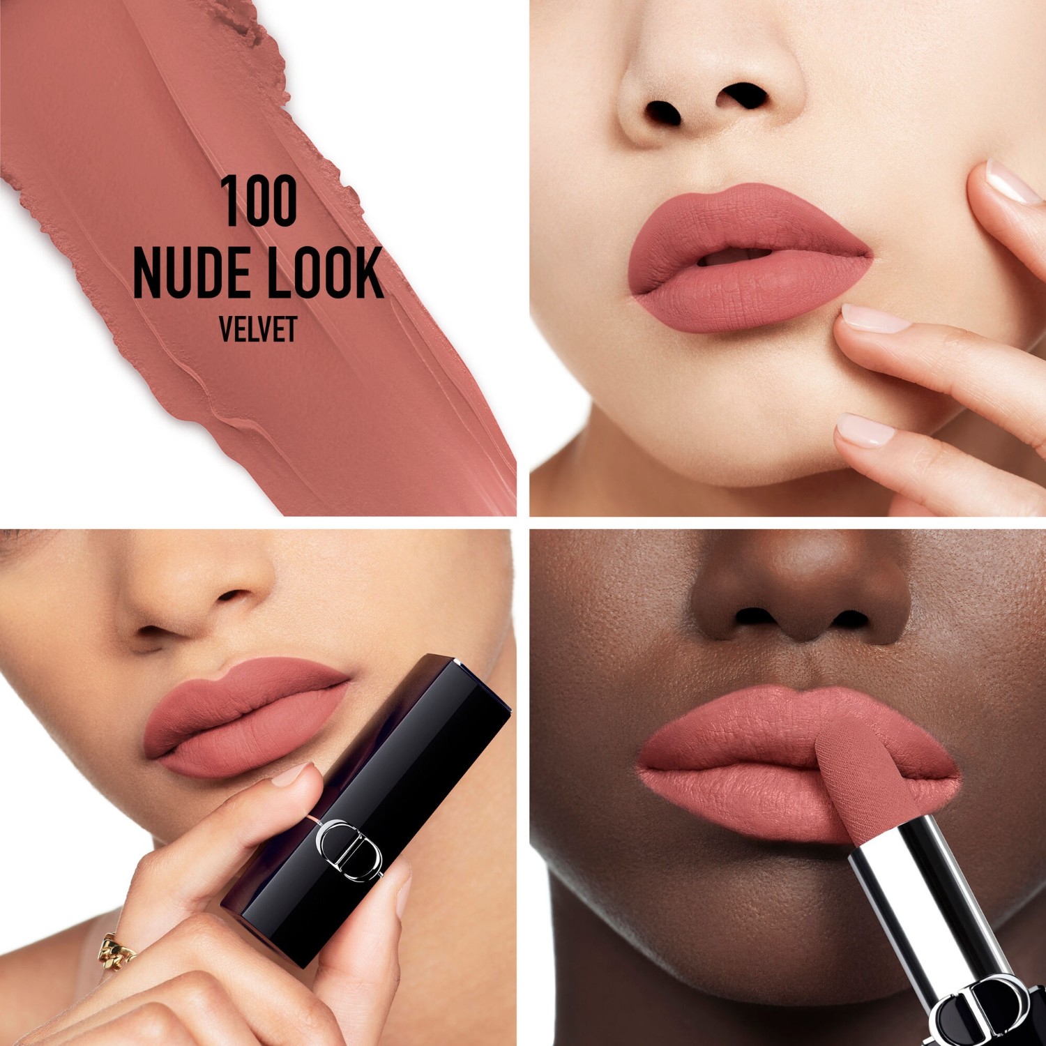 Помада для губ rouge dior velvet Dior, 100 - nude look, вес 3.5 гр. — фото 3