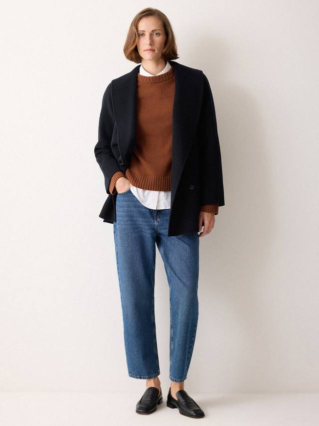 

Короткое двустороннее пальто-шаль Jigsaw, Navy