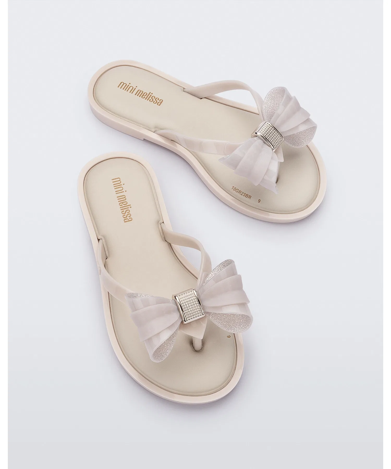 Детские пляжные сандалии с бантом Melissa Mel Flip Flop IV бежевые