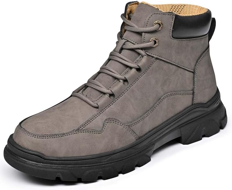 

Мужские повседневные туфли из премиальной коровьей кожи, высокие кроссовки, повседневные кроссовки, модные, в стиле рабочей одежды, нескользящие, износостойкие, подходят для всех сезонов Generic, серый