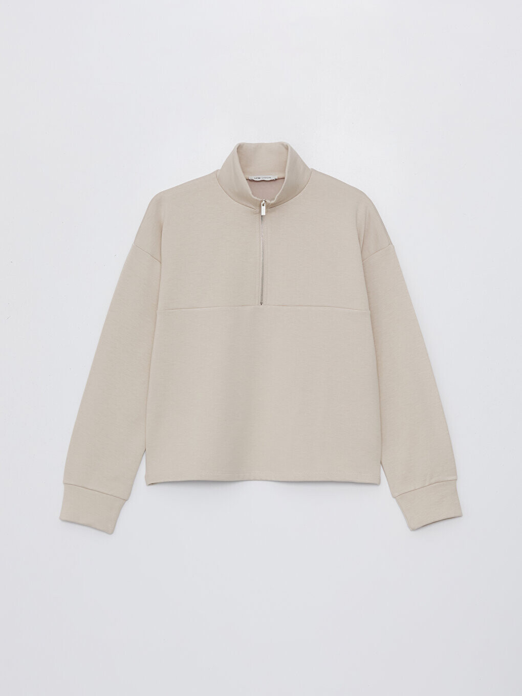 

Простая женская толстовка с воротником-стойкой и длинными рукавами LCW Vision, светло-серый