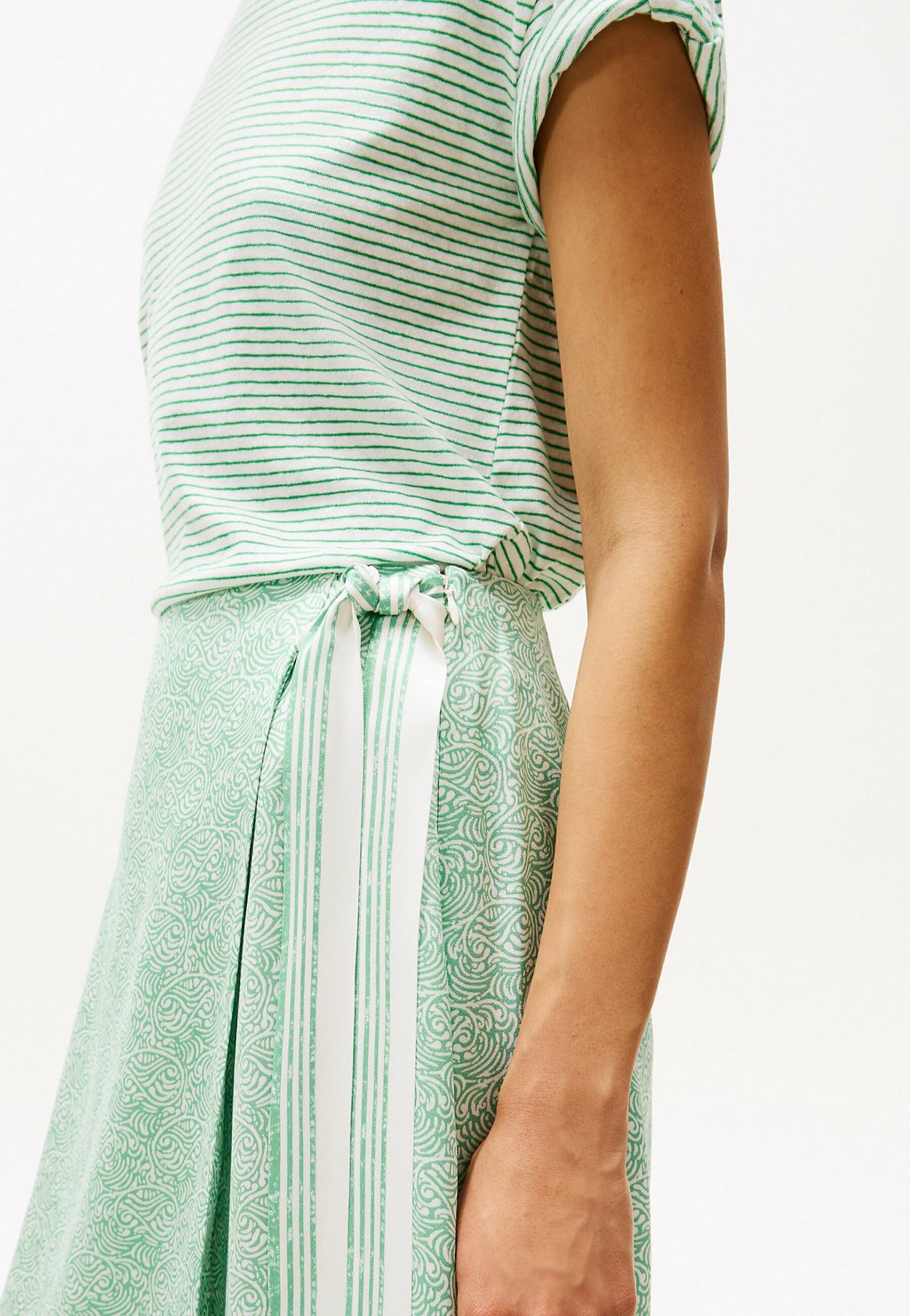 Юбка с запахом SATEEN - A-line skirt Tommy Hilfiger, светло-зеленый — фото 4