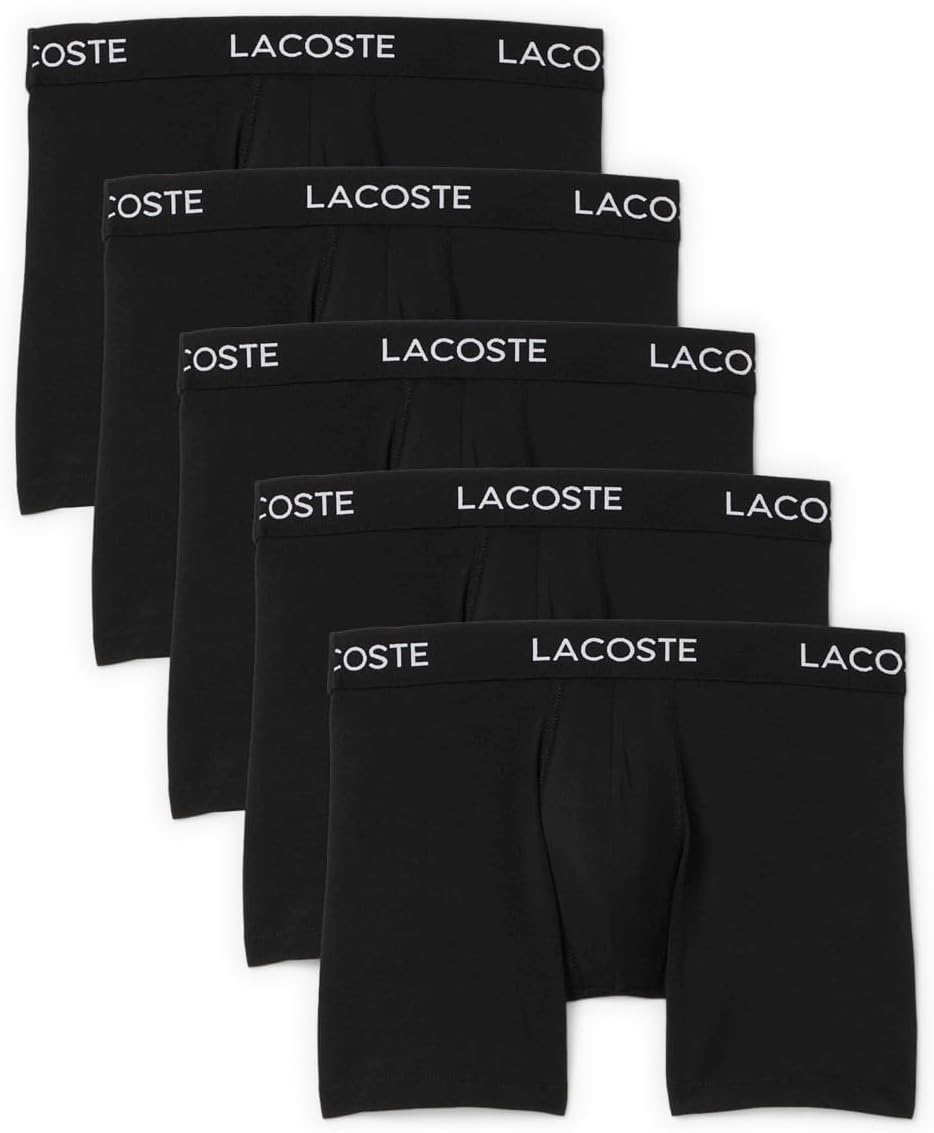 

Мужские хлопковые трусы-боксеры, 5 пар Lacoste, Black