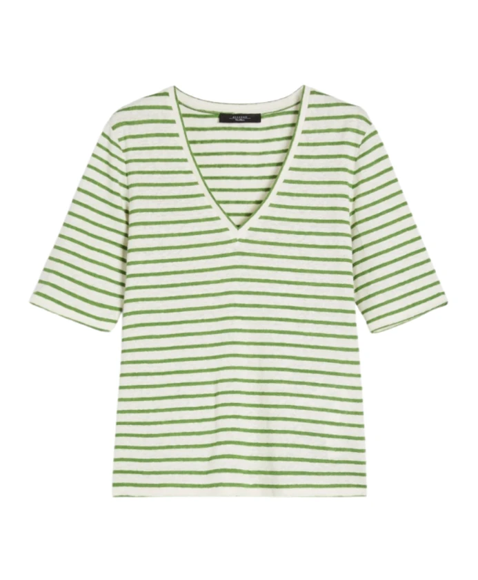 

Льняная футболка с V-образным вырезом Weekend Max Mara, мультиколор