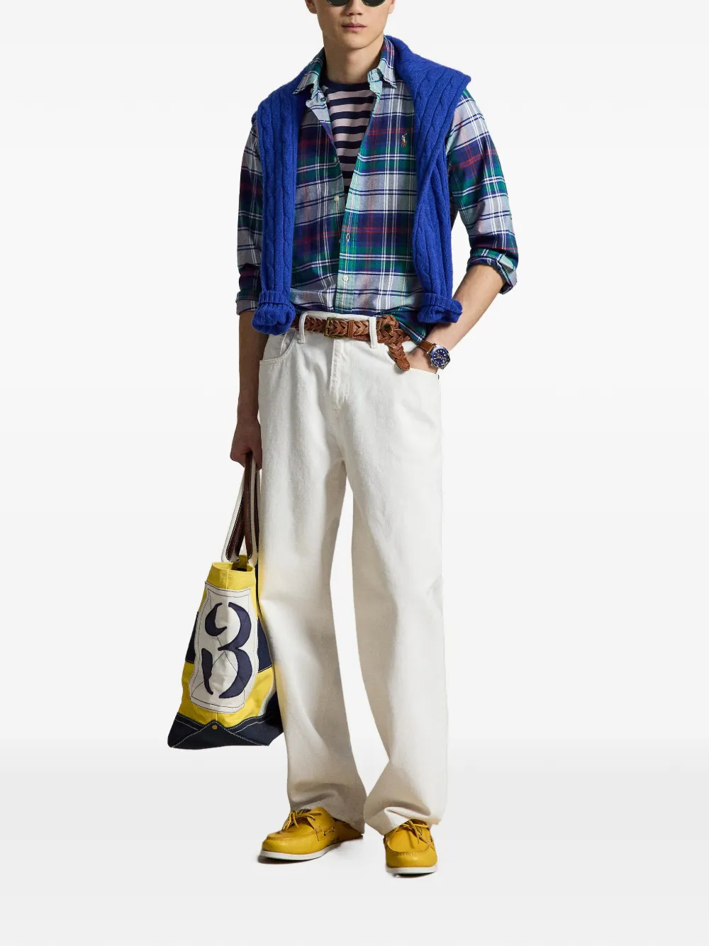 Клетчатая вышитая рубашка Polo Ralph Lauren, зеленый — фото 2