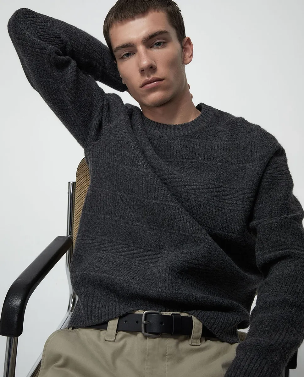 

Круглый свитер с многослойной структурой Sfera, темно-серый