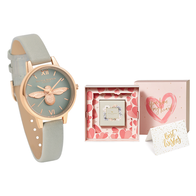 

OLIVIA·BURTON Часы Bee Wrist Watch Quartz Movement Cowhide Strap Rose Gold Watch Dial Women's Watch