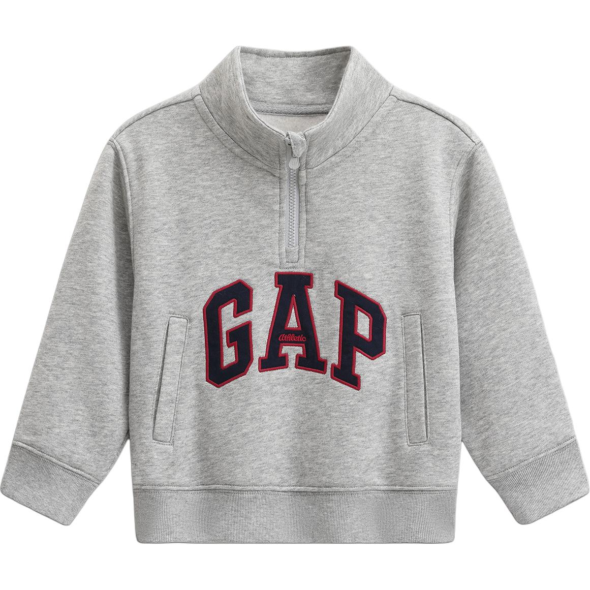 

Детский свитшот с воротником стойкой, умеренная посадка GAP, светло серый