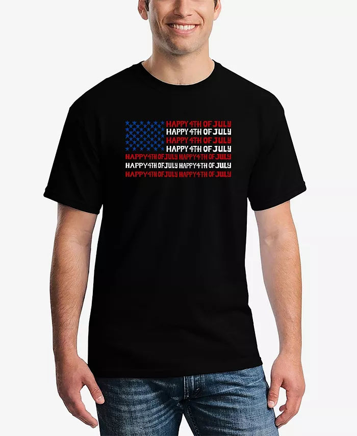

Мужская футболка Happy 4th of July Word Art LA Pop Art, черный