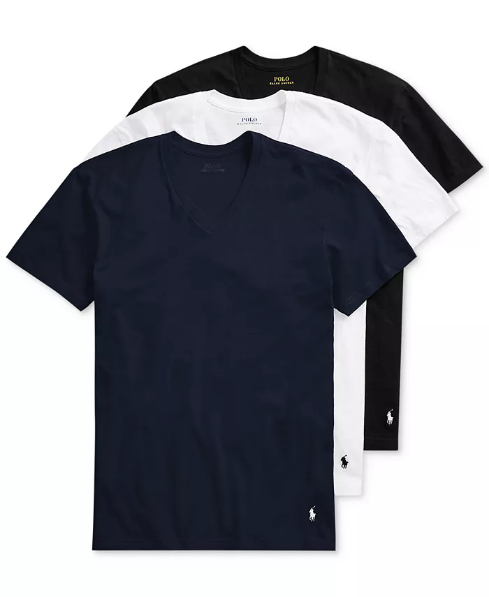 

Мужские классические майки с V-образным вырезом, 3 шт Polo Ralph Lauren, мультиколор