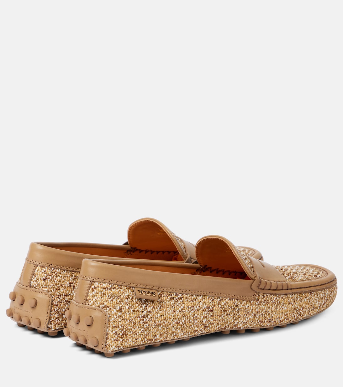Водительские туфли из твида с отделкой из кожи Gommino Tod's, Cappuccino — фото 2