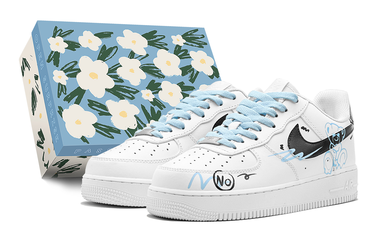 

Низкие детские кроссовки для скейтбординга Air Force 1 Icy Snow Bear Cub для подростков Nike, розовый/синий