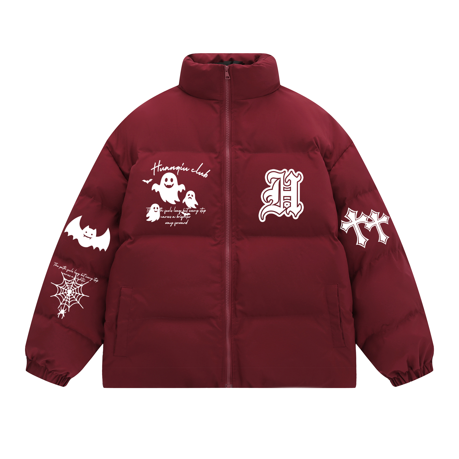 

Пуховик Unisex Stand Collar утепленный стеганый HUANQIU, maroon