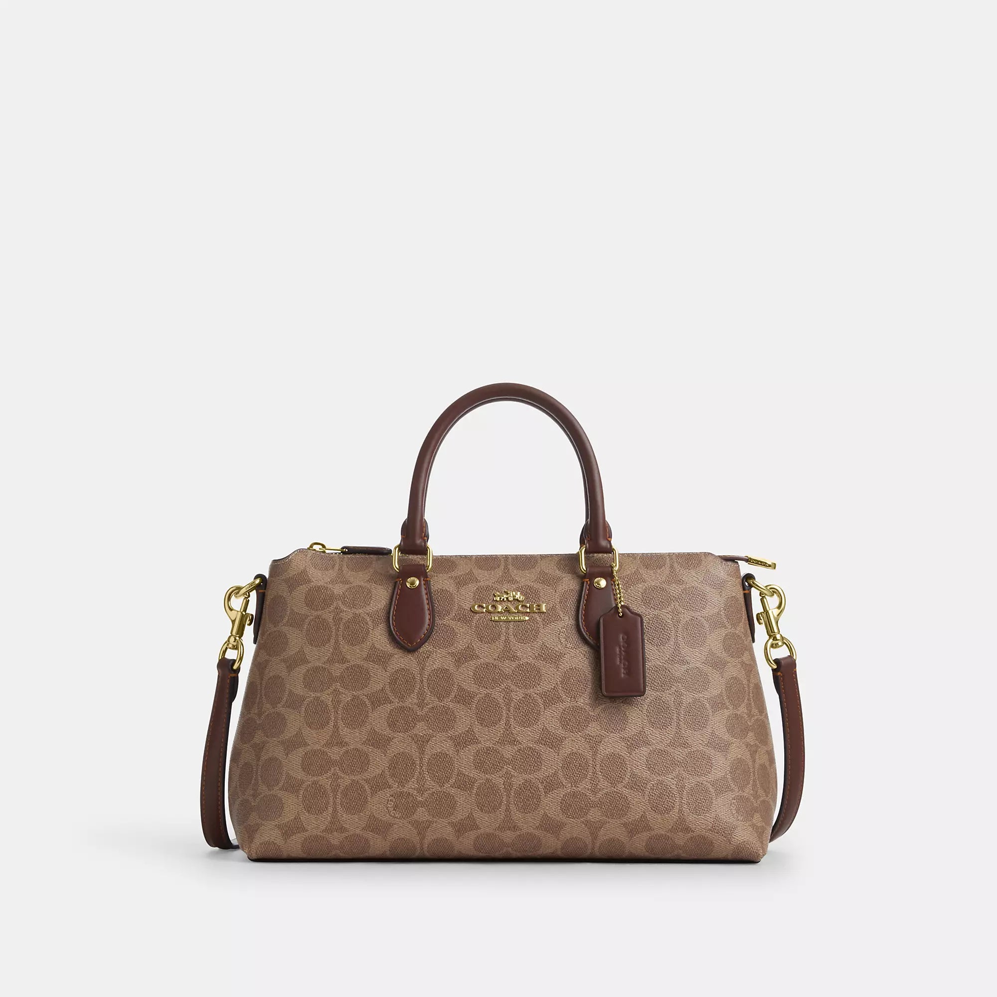

Сумка-портфель Coach Outlet Georgia из фирменной ткани, золотой/бежевый/коричневый