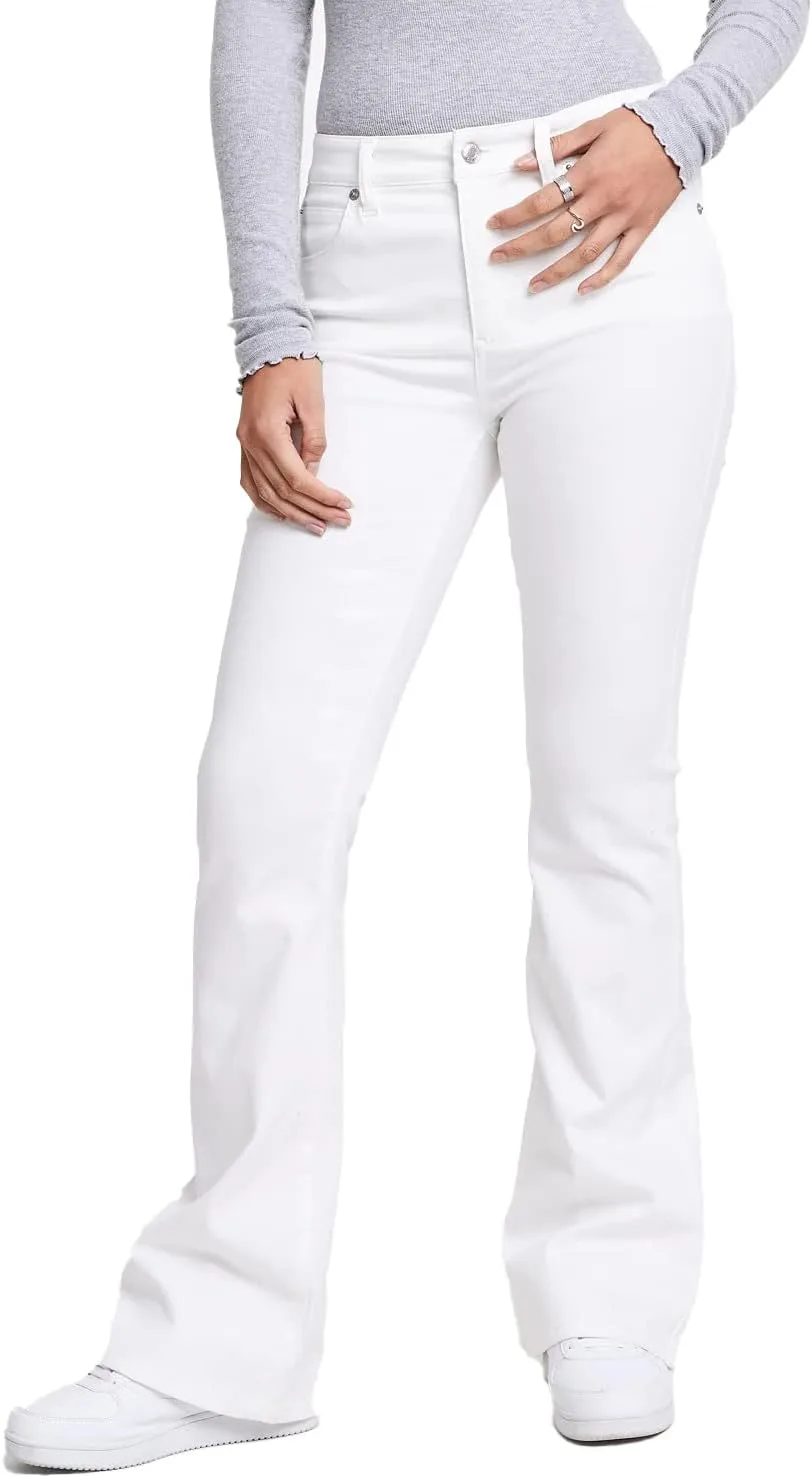 

O A T NEW YORK Женские джинсы с высокой посадкой и расклешенным низом, белые