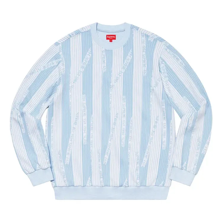 Свитшот Supreme Textured Stripe Crewneck 'Light Blue'