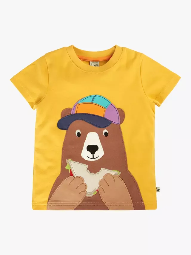 Детская футболка Carsen Bear, желтая Frugi