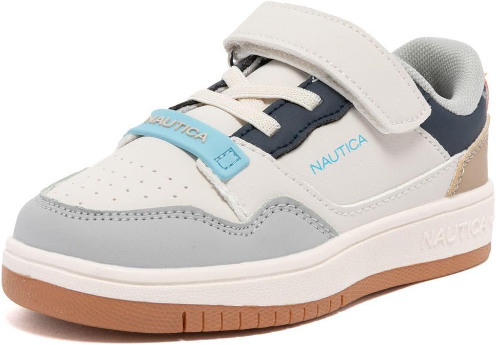 

Детские кроссовки Nautica с регулируемыми ремешками, Удобные повседневные кеды для мальчиков и девочек, малышей и маленьких детей, Bone Block-seaspray