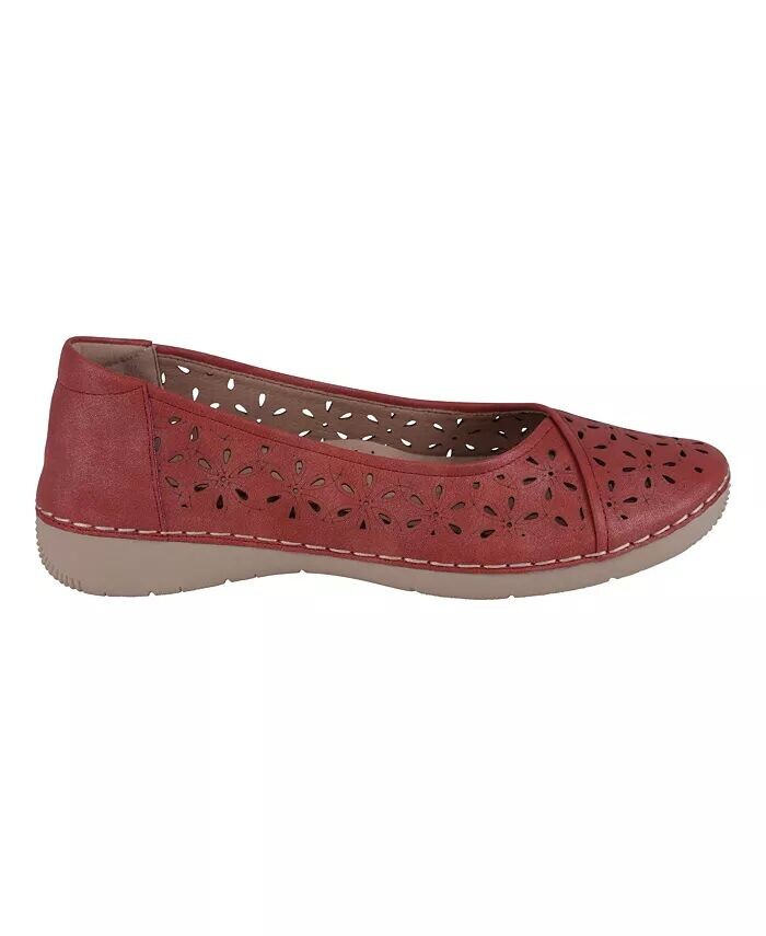 Женские балетки Nysha с круглым носком и лазерной резкой GC Shoes, красный — фото 2