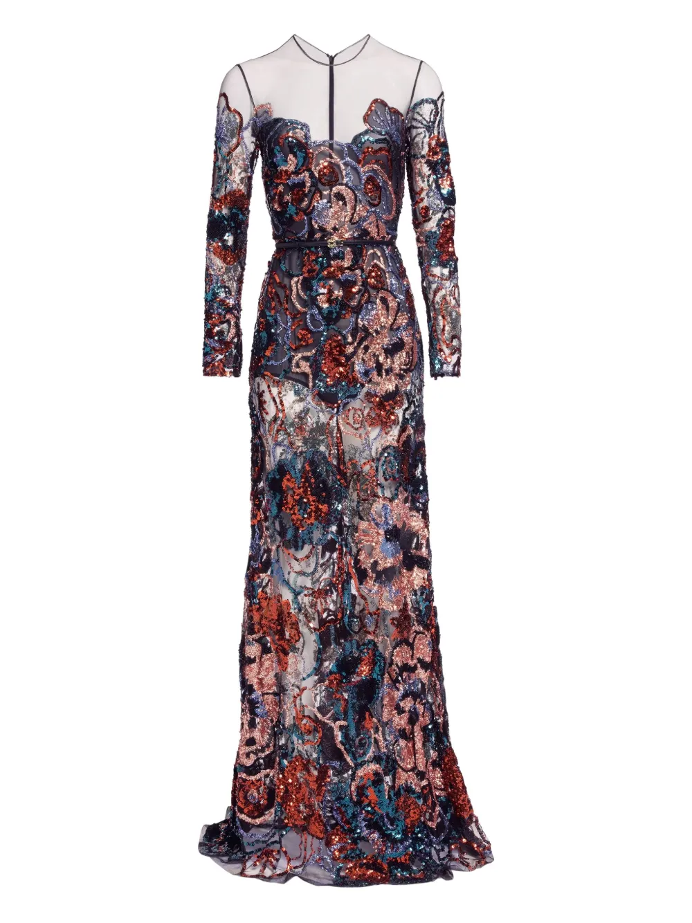 

Макси-платье с цветочной вышивкой и пайетками Elie Saab, синий