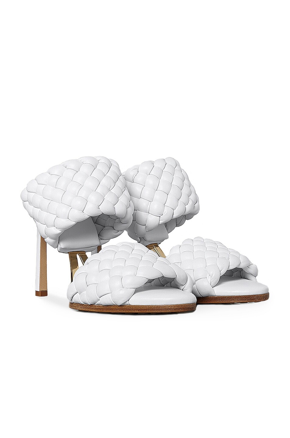 Кожаные плетеные сандалии Lido Bottega Veneta, цвет Optic White — фото 2