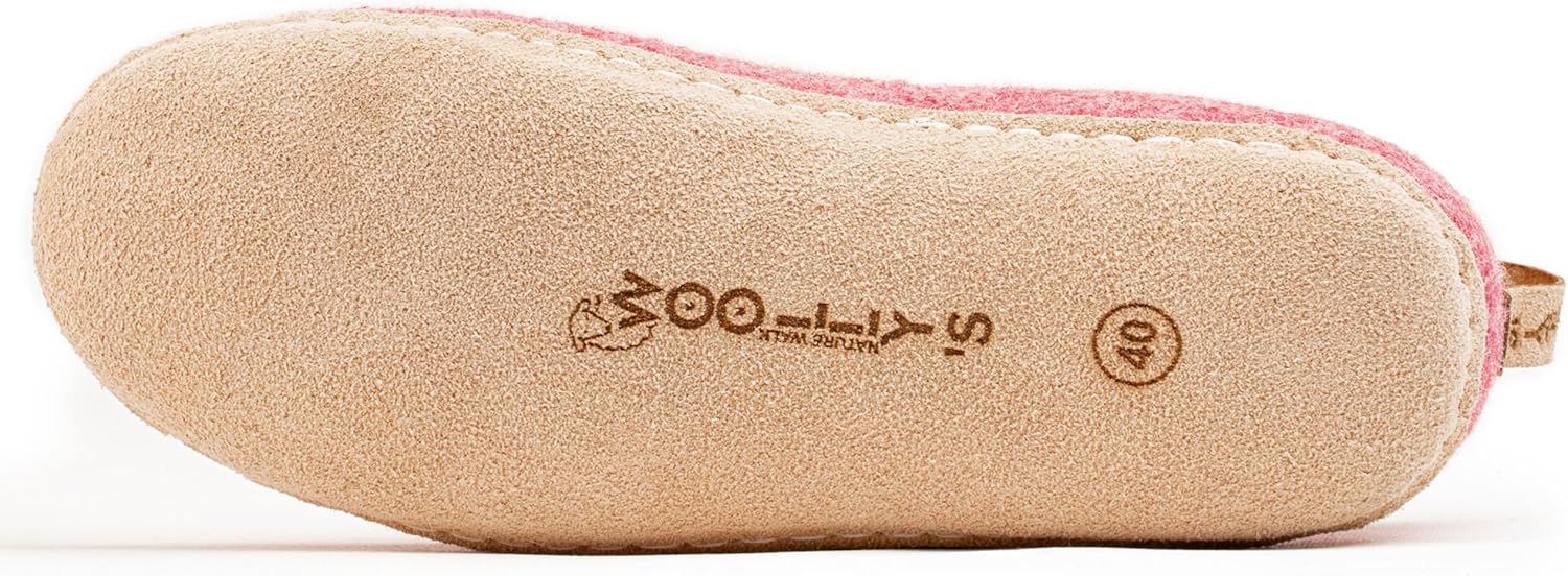 Тапочки Woolly из войлока с кожаной подошвой, Премиальная новозеландская шерсть, Ручная работа по итальянскому дизайну, Мягкие, дышащие и без запаха Woolly'S, розовый — фото 4